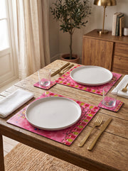 Pink Zebra — Set of 2 Placemats + Coasters, Wipe-Clean