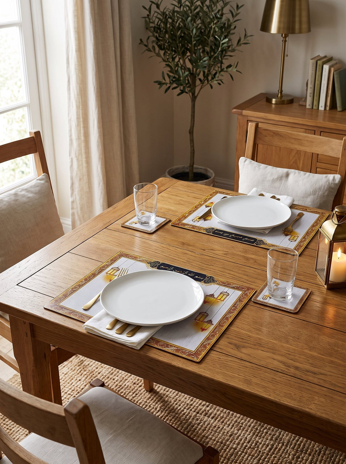 Noor Basmala & Lanterns Set of 4 Placemats + Coasters – image 1
