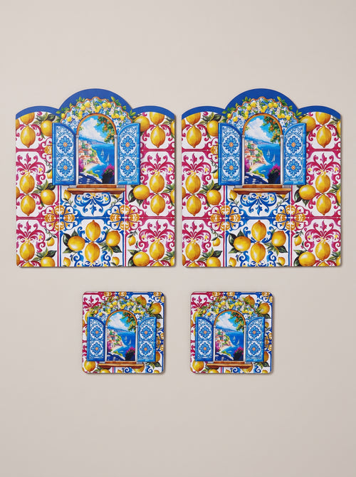 Amalfi Limon ve Pencere — 2’li Supla + Bardak Altlığı Seti — görsel 1