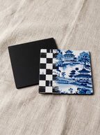 Aster Schachbrett & Japanischer Garten Set aus 4 Platzsets + Untersetzern – Bild 4