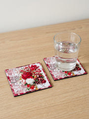 Ruby Blumenstrauß & Granatapfel — Untersetzer 15x15 cm, Laserschnitt