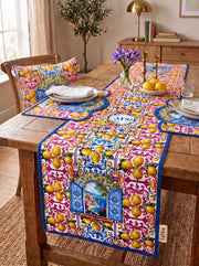 Amalfi Tischset — Läufer + Platzsets + Untersetzer + Kissen