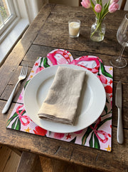 Fiora Bow & Floral — Set of 4 Placemats, Wipe-Clean