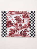 Vita Burgundy Checkerboard & Japanese Garden Set of 4 Placemats – image 4