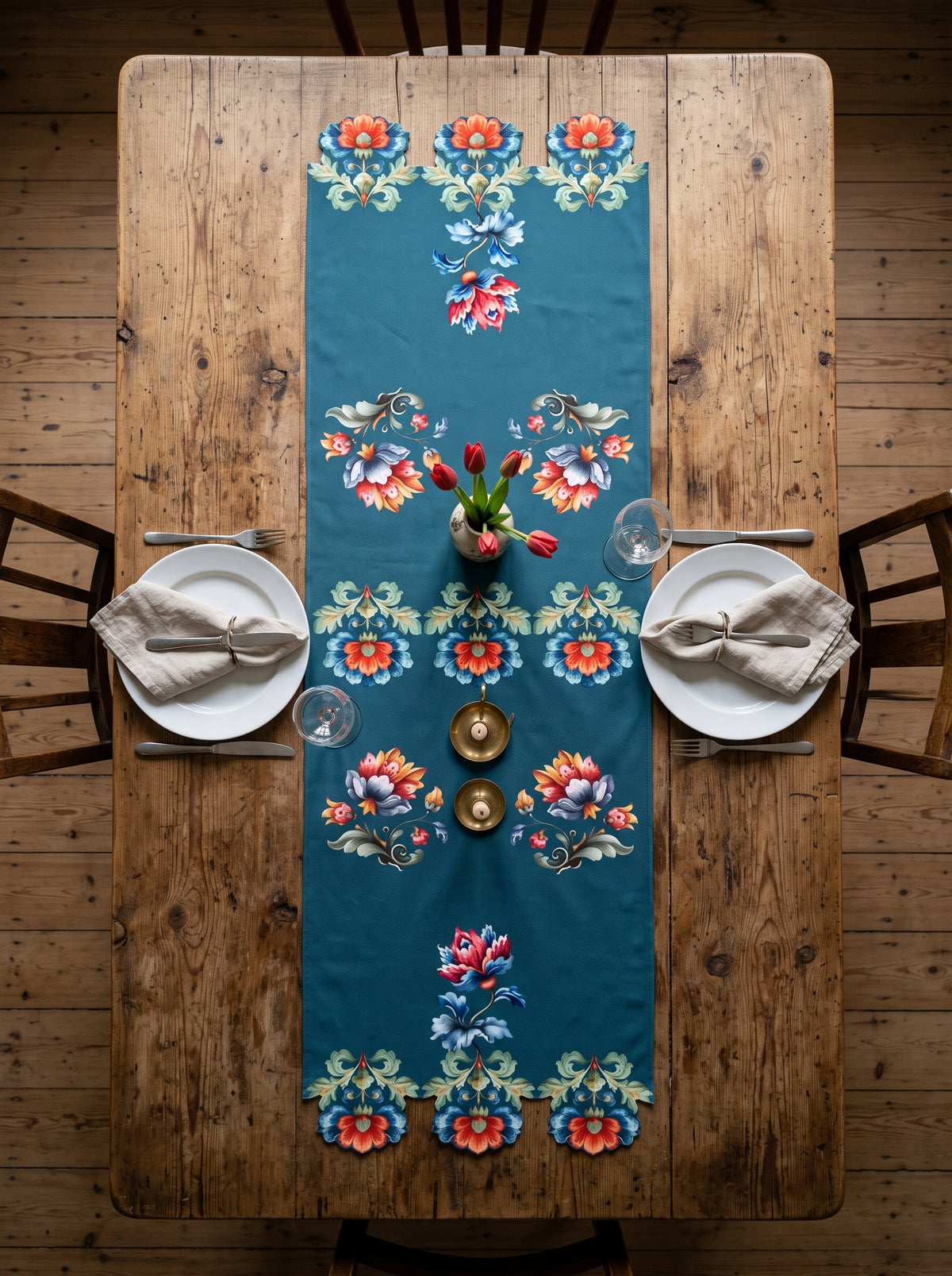 Loya Çiçek — Lamineli Cut Runner 45x138 cm, Leke Tutmaz, Silinebilir — görsel 1
