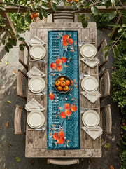 Zen Vögel & Früchte — Tischläufer 45x138 cm, fleckabweisend