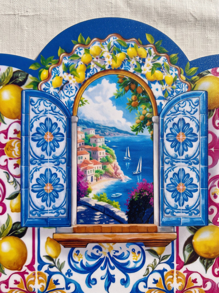 Amalfi Zitronen & Fenster — 4er-Set Platzsets, abwischbar