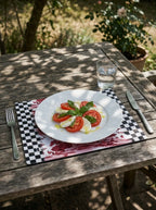 Vita Burgundy Checkerboard & Japanese Garden — Set of 4 Placemats, Wipe-Clean – placemat scene, image 6
