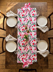 Fiora Schleife & Blüten — Laminierter Cut-Läufer 45x138 cm, fleckabweisend