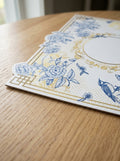 Royal Blaue Blüten & Vögel 4er-Set Platzsets – Bild 1