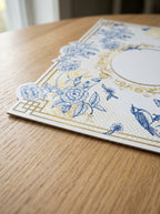 Royal Blaue Blüten & Vögel 4er-Set Platzsets – Bild 1