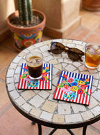 Viva Striped Floral — Set of 4 Placemats + Coasters, Wipe-Clean — image 5