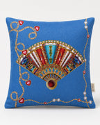 Azure Yelpaze Ve Mavi Kot Desenli Dekoratif Kırlent Kılıfı 40x40 cm — görsel 2