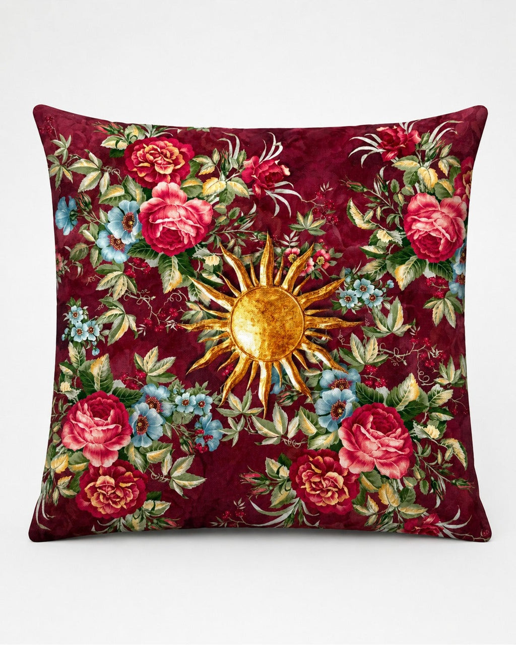Kırlent Kılıfı 40x40 cm – Sole Güneş ve Çiçek Desenli