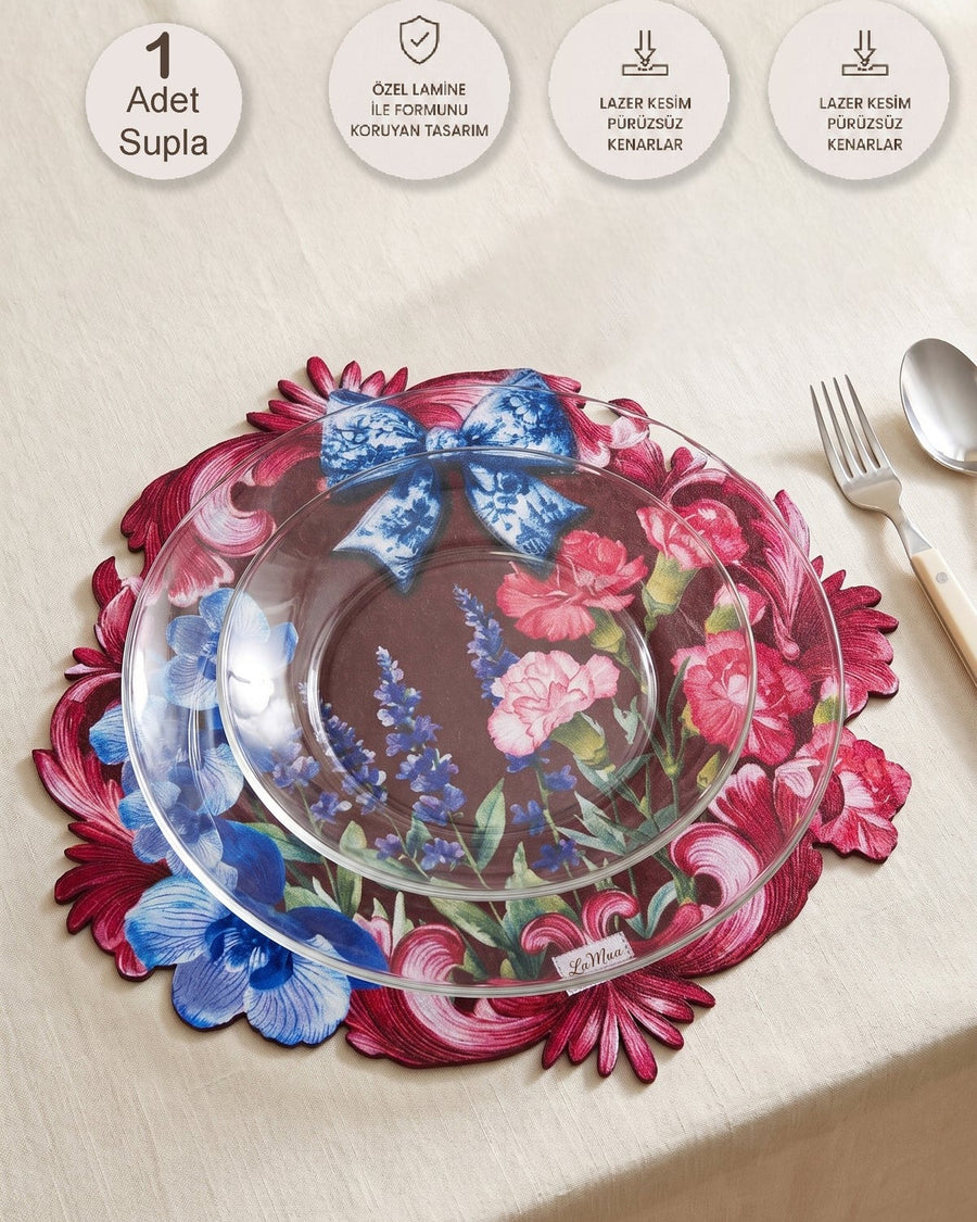 Lavin Bow & Floral — Placemat, Wipe-Clean