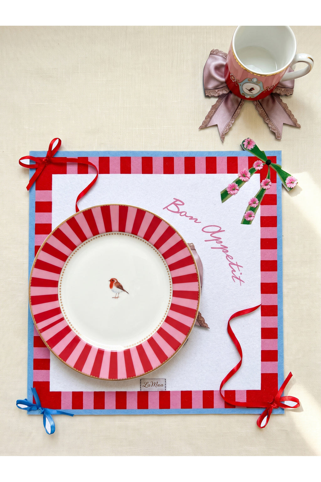 Bowie Fiyonk Desenli 4 Lü Bardak Altlığı Set 15 x 15 cm -Lazer Kesim — görsel 2