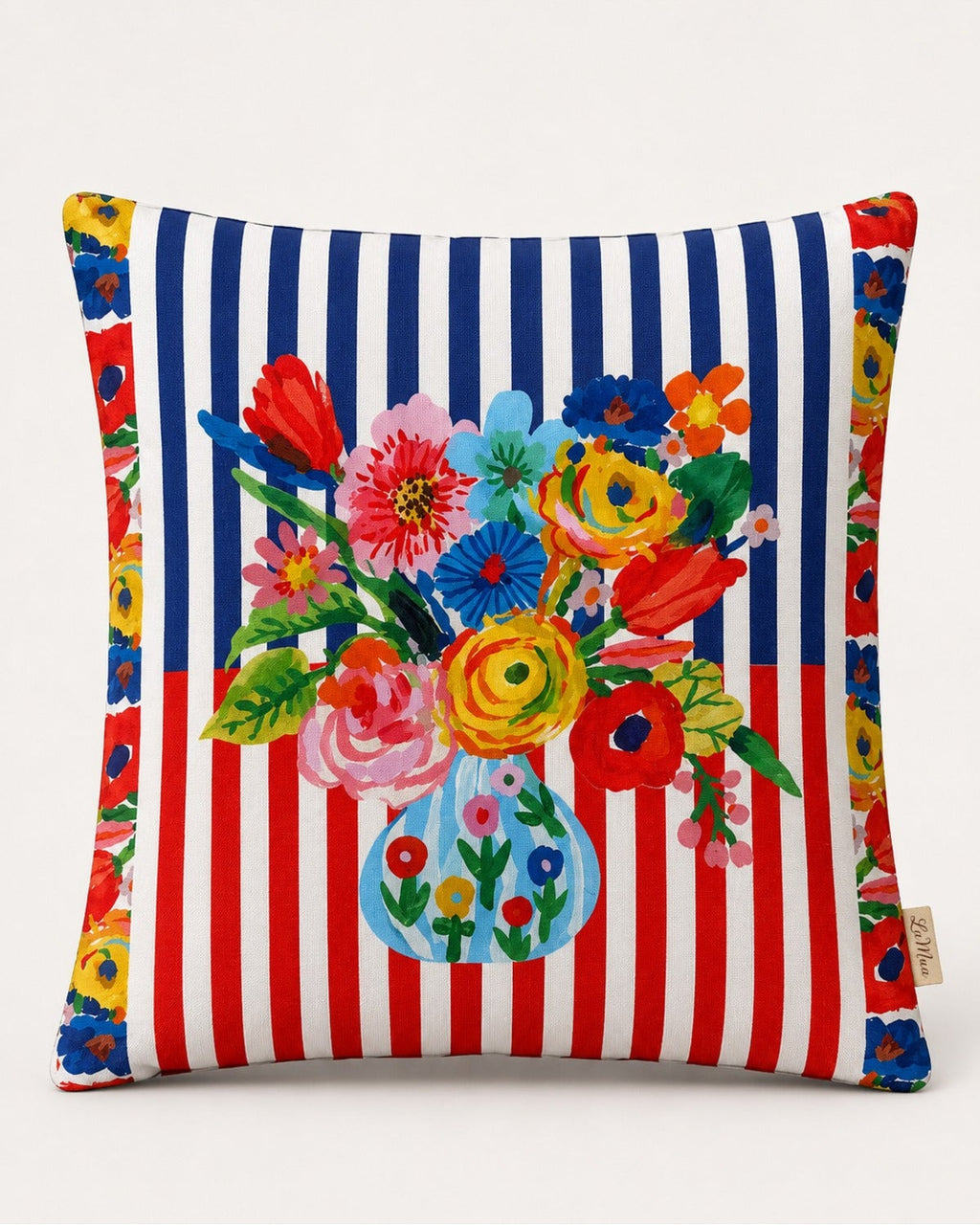 Kırlent Kılıfı 40x40 cm – Viva Çizgili Çiçek Desenli