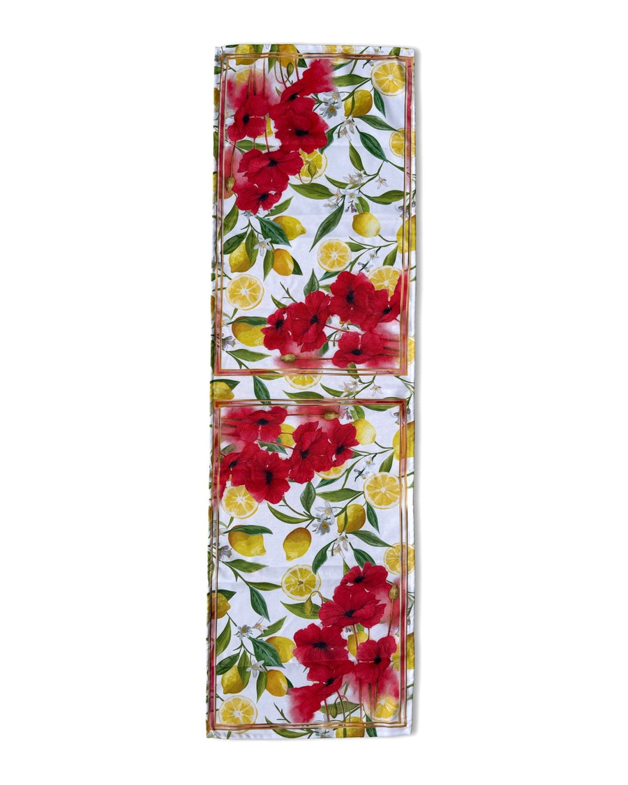 Lima Lemon & Poppy — Table Runner 45x138 cm, Stain-Resistant, Wipe-Clean