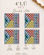 Limoncello Limon Desenli 4 Lü Bardak Altlığı Set 15 x 15 cm -Lazer Kesim