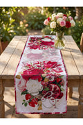 Ruby Çiçek Buketi Ve Nar Desenli Dekoratif Runner 40x140 cm