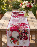 Ruby Çiçek Buketi Ve Nar Desenli Dekoratif Runner 40x140 cm