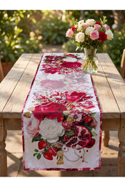 Runner 40x140 cm – Ruby Çiçek Buketi Ve Nar Desenli