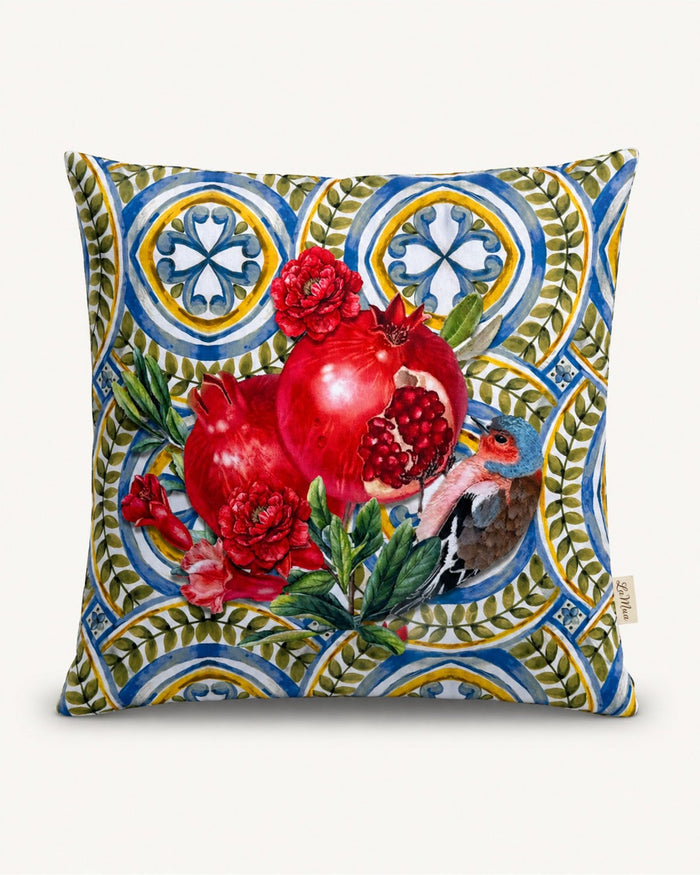 Marakes Granatapfel — Kissenbezug 40x40 cm, mit Reißverschluss, fleckabweisend