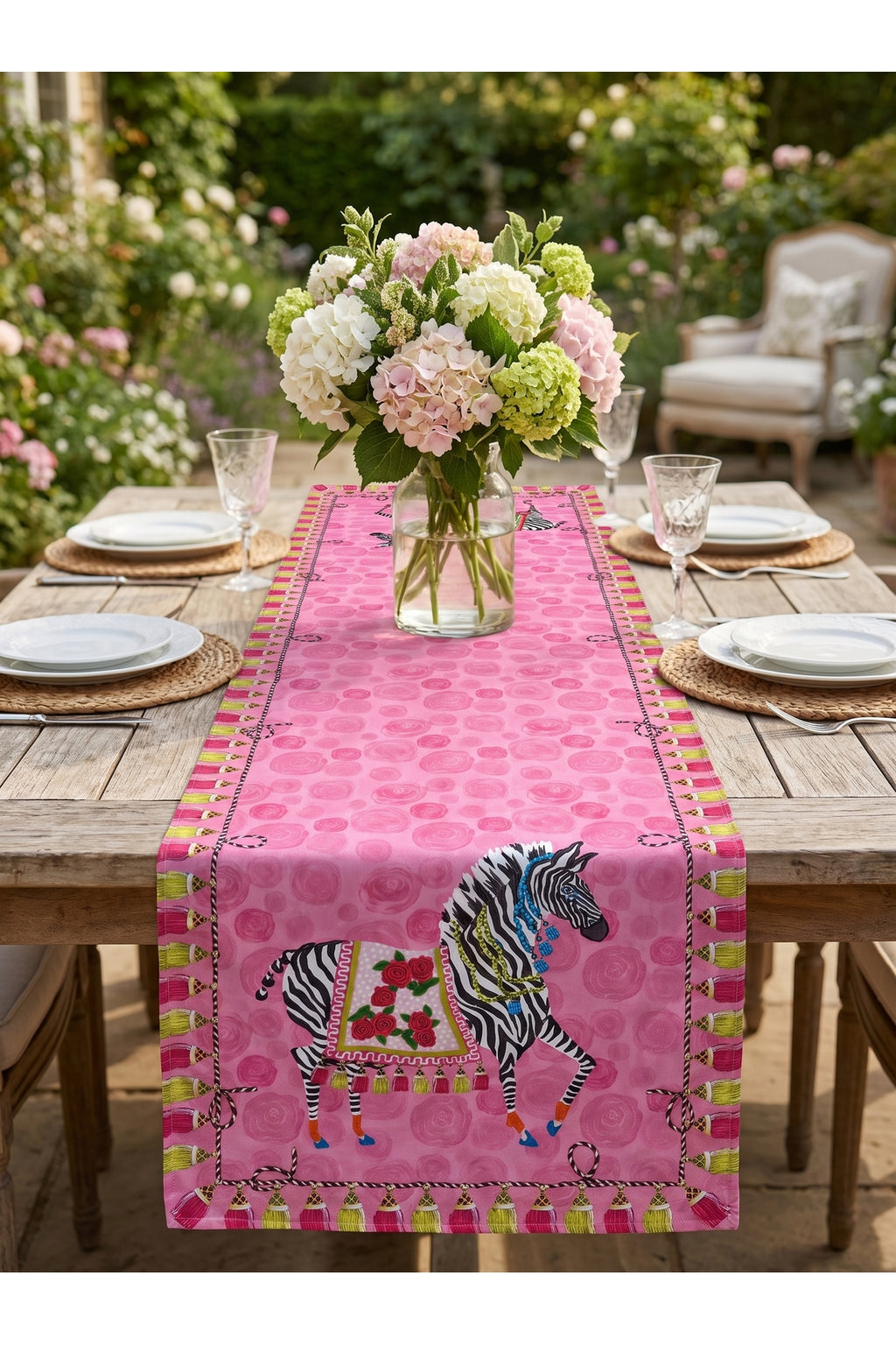 Pink Zebra Desenli Dekoratif Runner 40x140 cm