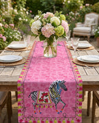 Pink Zebra Desenli Dekoratif Runner 40x140 cm