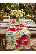 Lima Limon ve Gelincik Desenli Dekoratif Runner 40x140 cm