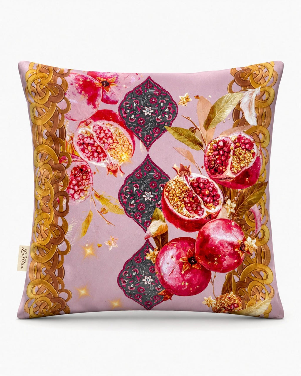 Kırlent Kılıfı 40x40 cm – Mona Nar Ve Gold Bordür Desenli