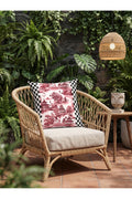 Vita Bordo Dama Ve Japon Bahçesi Desenli Dekoratif Kırlent Kılıfı 43x43 cm