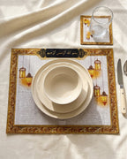 Noor Besmele ve Fener Desenli 2’li Amerikan Servis ve 2’li Bardak Altlığı Seti