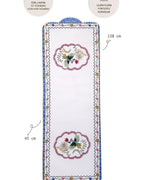 Lamineli Cut Runner, Lazer Kesim – Mila Kuş ve Çiçek Desenli