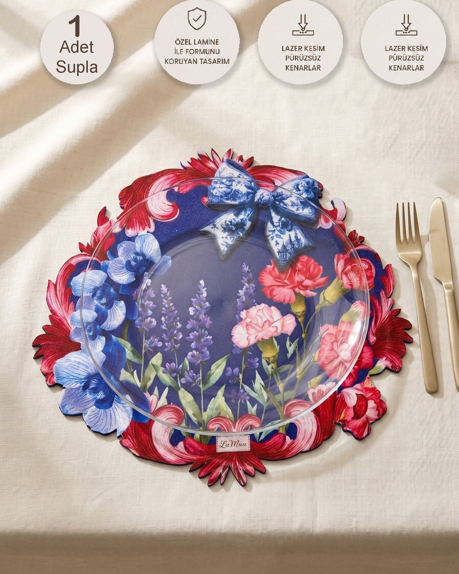 LaMua Bow & Floral — Placemat, Wipe-Clean