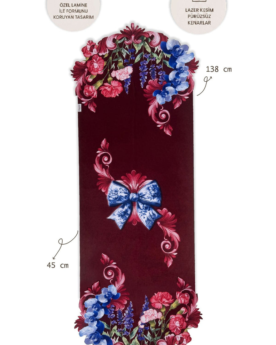 Lavin Fiyonk ve Çiçek — Lamineli Cut Runner 45x138 cm, Leke Tutmaz