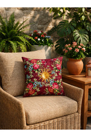 Kırlent Kılıfı 40x40 cm – Sole Güneş ve Çiçek Desenli
