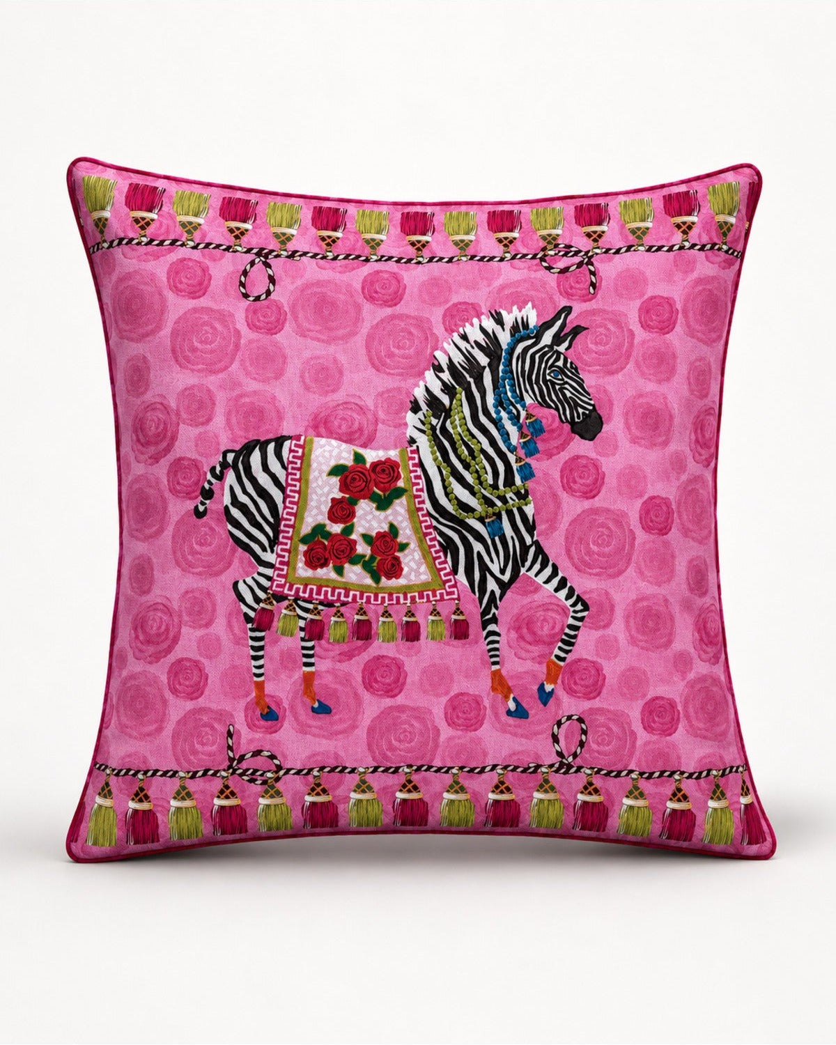 Pink Zebra Desenli Dekoratif Kırlent Kılıfı 40x40 cm — görsel 2