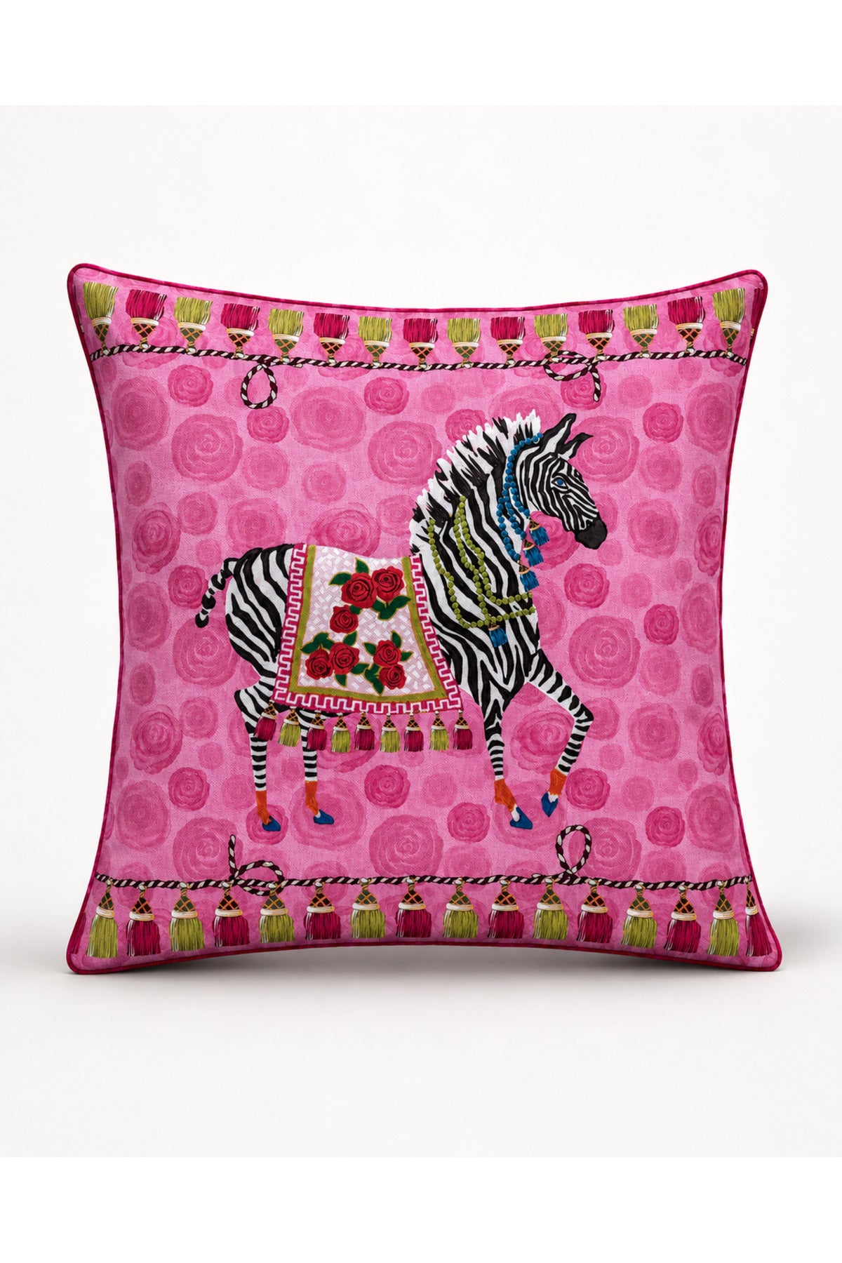 Pink Zebra Desenli Dekoratif Kırlent Kılıfı 40x40 cm — görsel 2