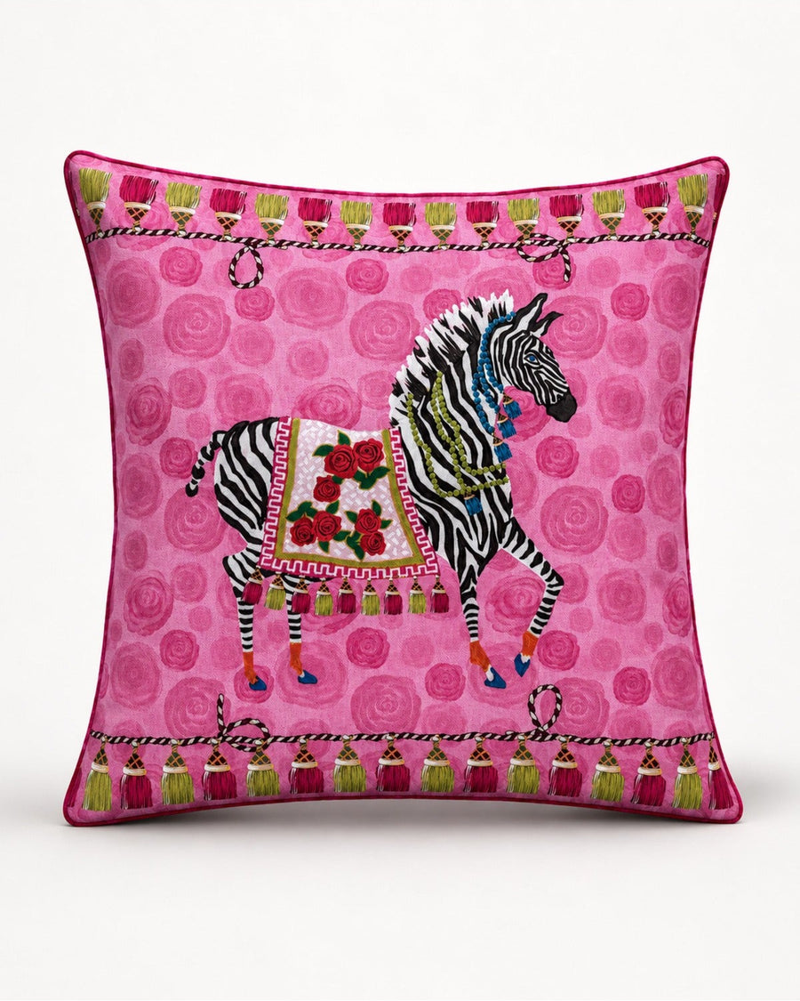 Pink Zebra — Kissenbezug 40x40 cm, mit Reißverschluss, fleckabweisend
