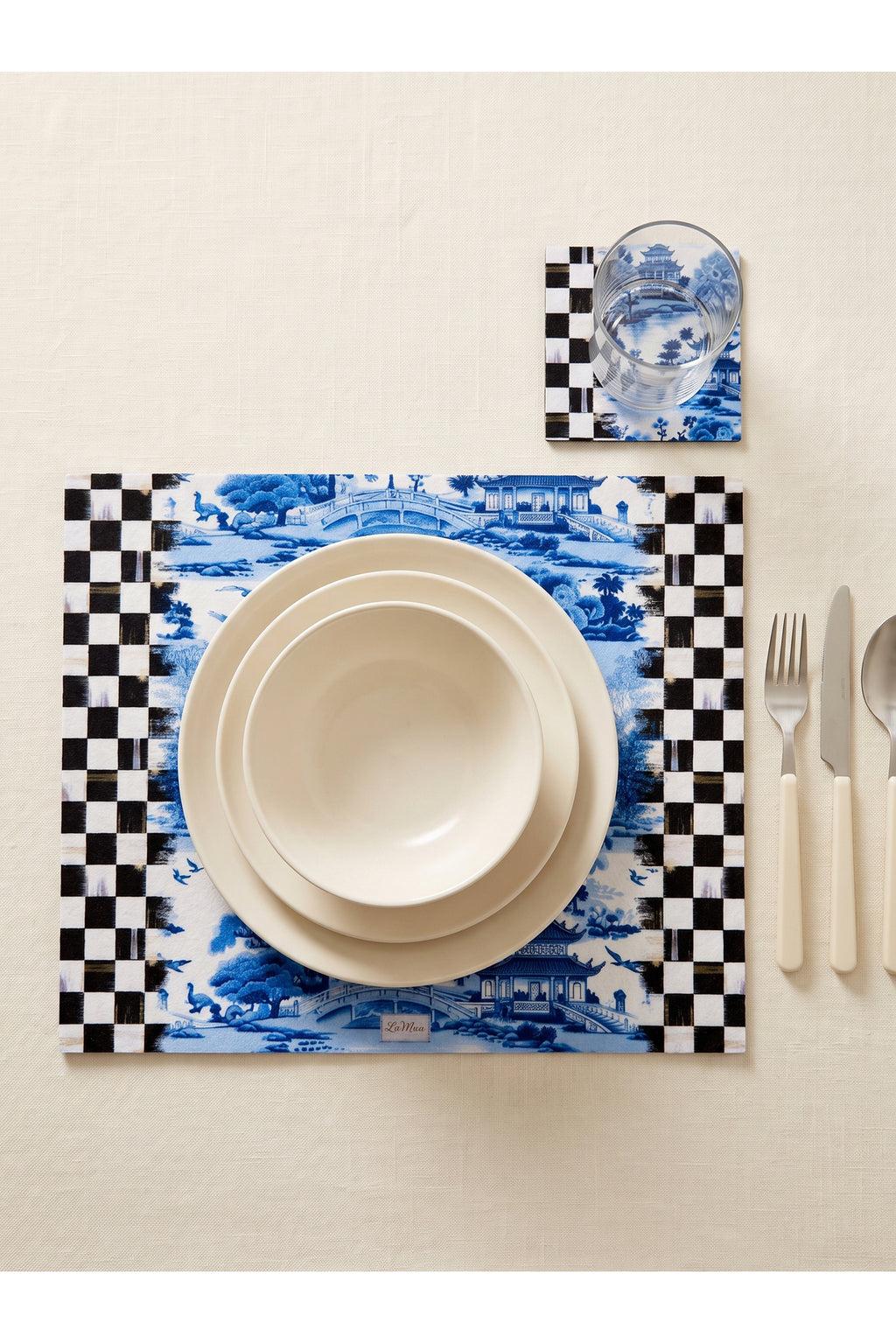Aster Dama Desenli 4 Lü Bardak Altlığı Set 15 x 15 cm -Lazer Kesim — görsel 2