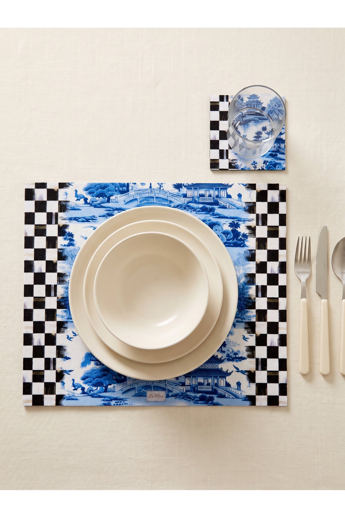Aster Dama Desenli 4 Lü Bardak Altlığı Set 15 x 15 cm -Lazer Kesim — görsel 2