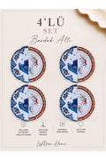 Asia Tabak Desenli 4 Lü Bardak Altlığı Set 15 x 15 cm -Lazer Kesim