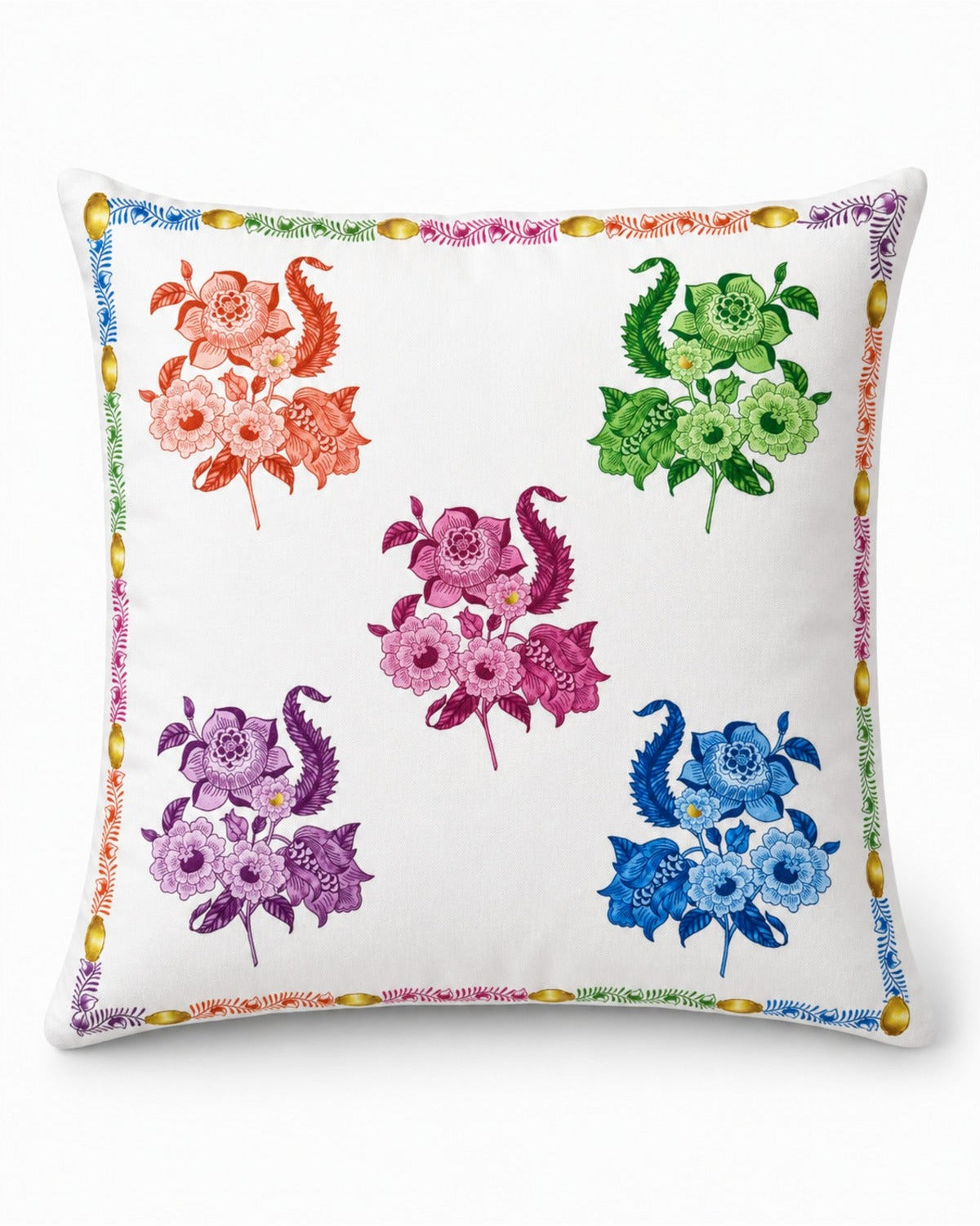Fiesta Renkli Çiçek Desenli Çift Taraflı Baskılı Kırlent Kılıfı 40x40 cm — görsel 2
