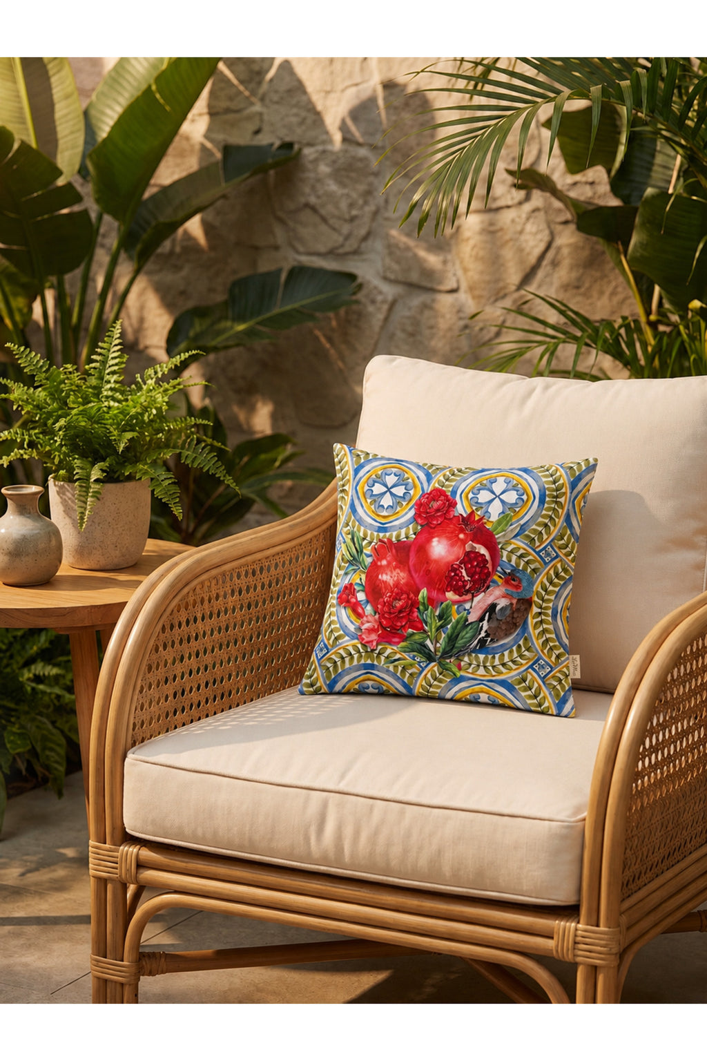 Marakes Nar Desenli Dekoratif Kırlent Kılıfı 43x43 cm