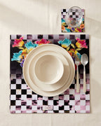 Checkered 2'li servis + 2'li altlık