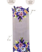 Lamineli Cut Runner, Lazer Kesim – Lavender Çiçek Buketi Desenli
