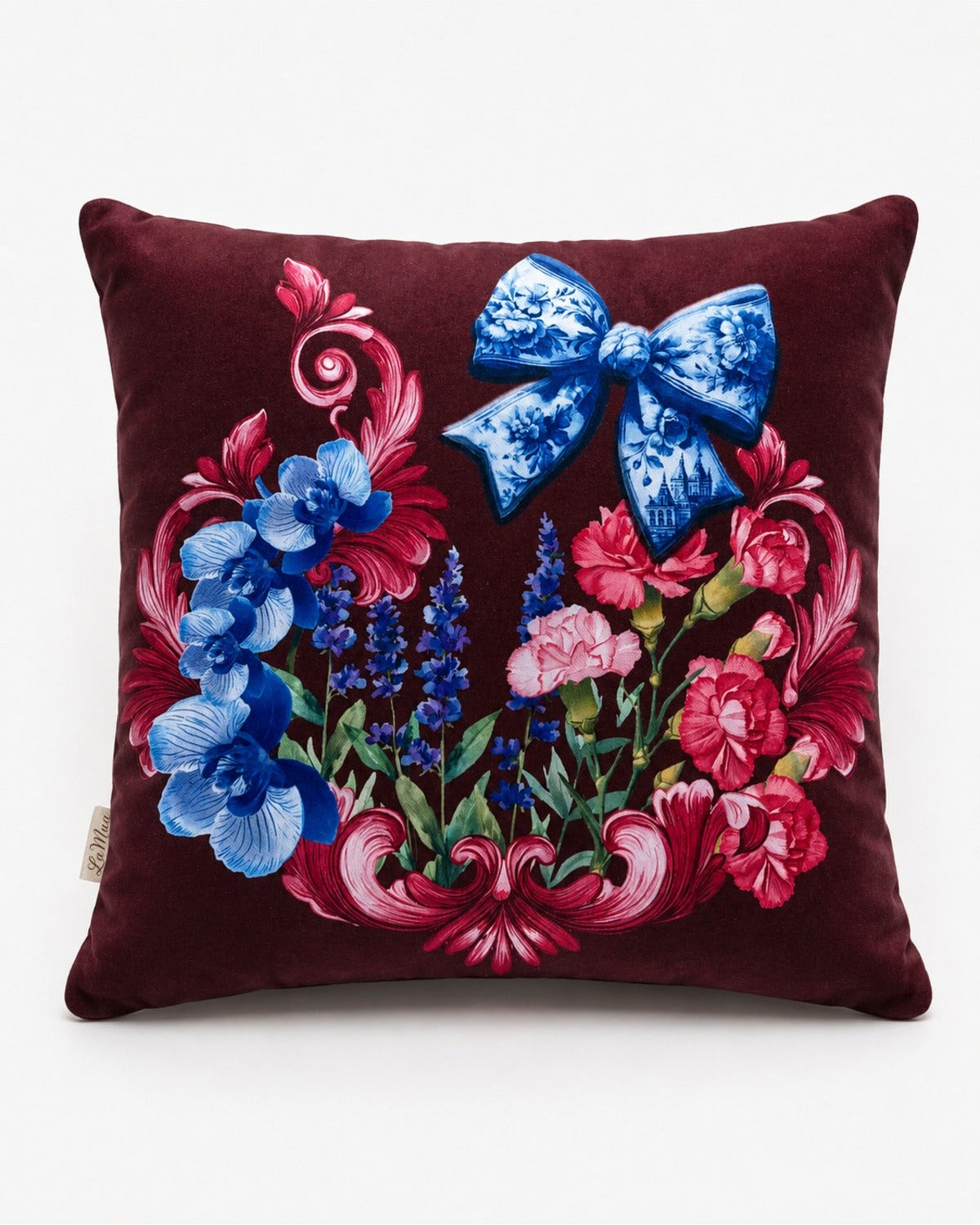 Kırlent Kılıfı 40x40 cm – Lavin Fiyonk ve Çiçek Desenli