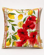 Kırlent Kılıfı 43x43 cm – Lima Limon ve Gelincik Desenli