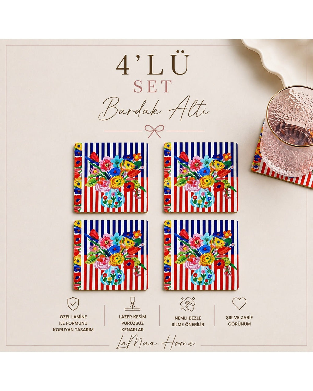 Viva 4'lü bardak altlığı seti